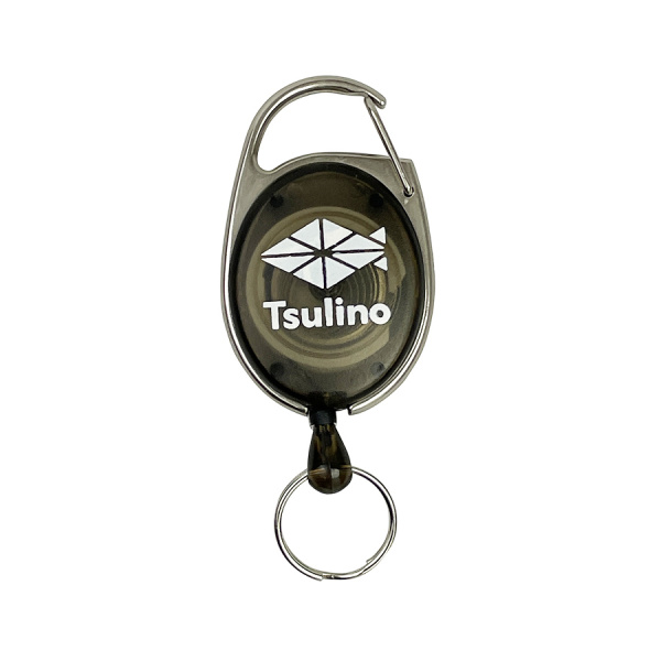 カラビナ型ピンオンリール(クリアブラウン)